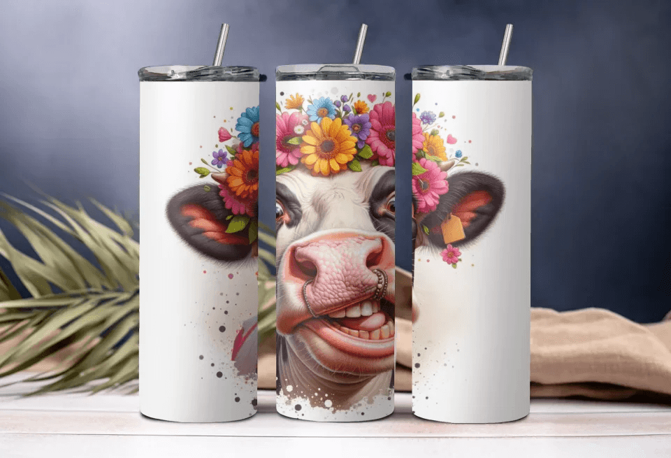 Whimsical Cow, Gift for Her, Gift for Mom, 20oz Tumbler, Elegant pattern, Perfect Gift - Eshaarya