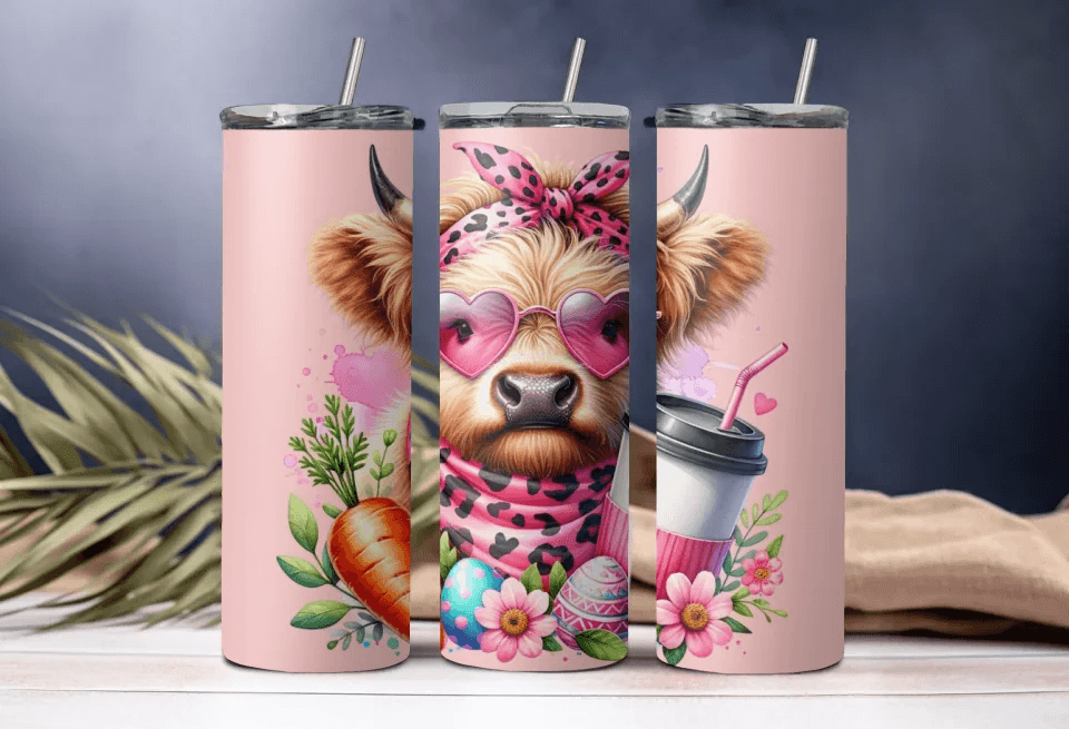 Funky Cow Pattern Tumbler - Stylish Drinkware, Gift for Her, Gift for Mom, 20oz Tumbler, Elegant Pattern, Perfect Gift - Eshaarya