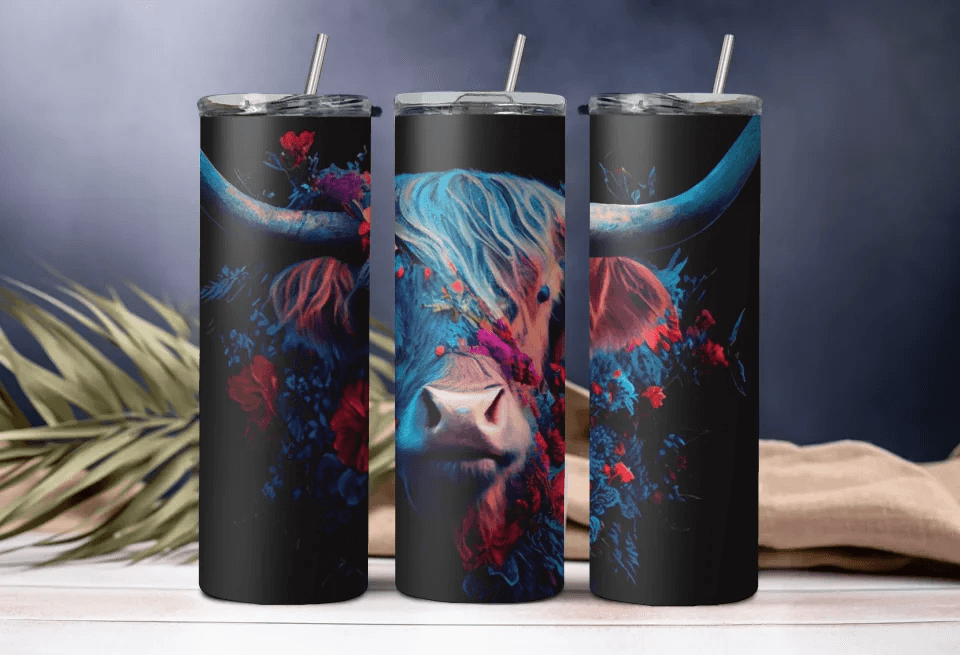 Artistic Bison Tumbler - 20oz Unique Drinkware with Bold Wildlife Print, Perfect Gift for Art & Nature Lovers, Stylish Drinkware, Gift for Her, Gift for Mom - Eshaarya