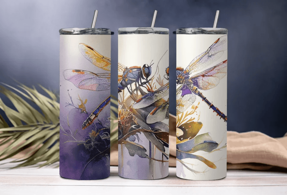 Elegant Dragonfly Tumbler - 20oz Artistic Drinkware with Graceful Design, Perfect Gift for Art & Nature Lovers, Stylish Drinkware, Gift for Her, Gift for Mom - Eshaarya