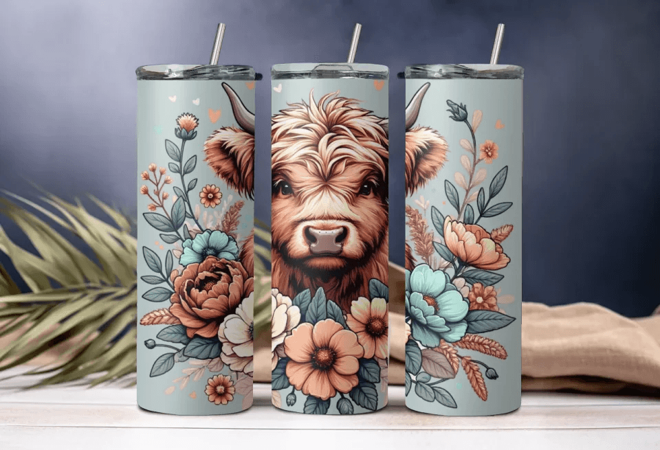 Bull Tumbler - 20oz, Cute Drinkware, Perfect Gift for Art Lovers & Animal Enthusiasts, Stylish Drinkware, Gift for Her, Gift for Mom - Eshaarya