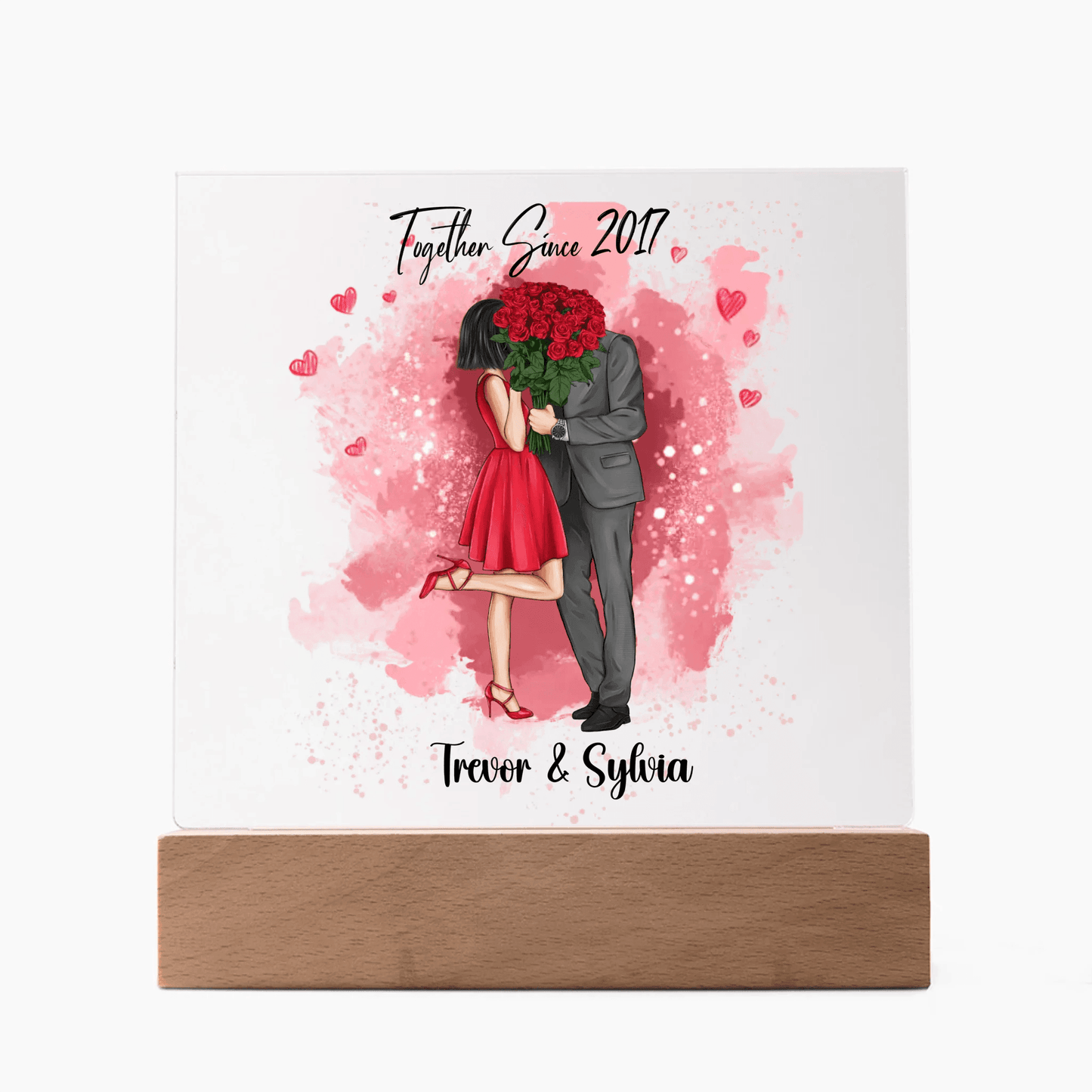 Custom Square Acrylic Plaque with LED Light – Perfect Valentine's Day Gift for Him & Her, Valentine Day Gift For Couples - Eshaarya
