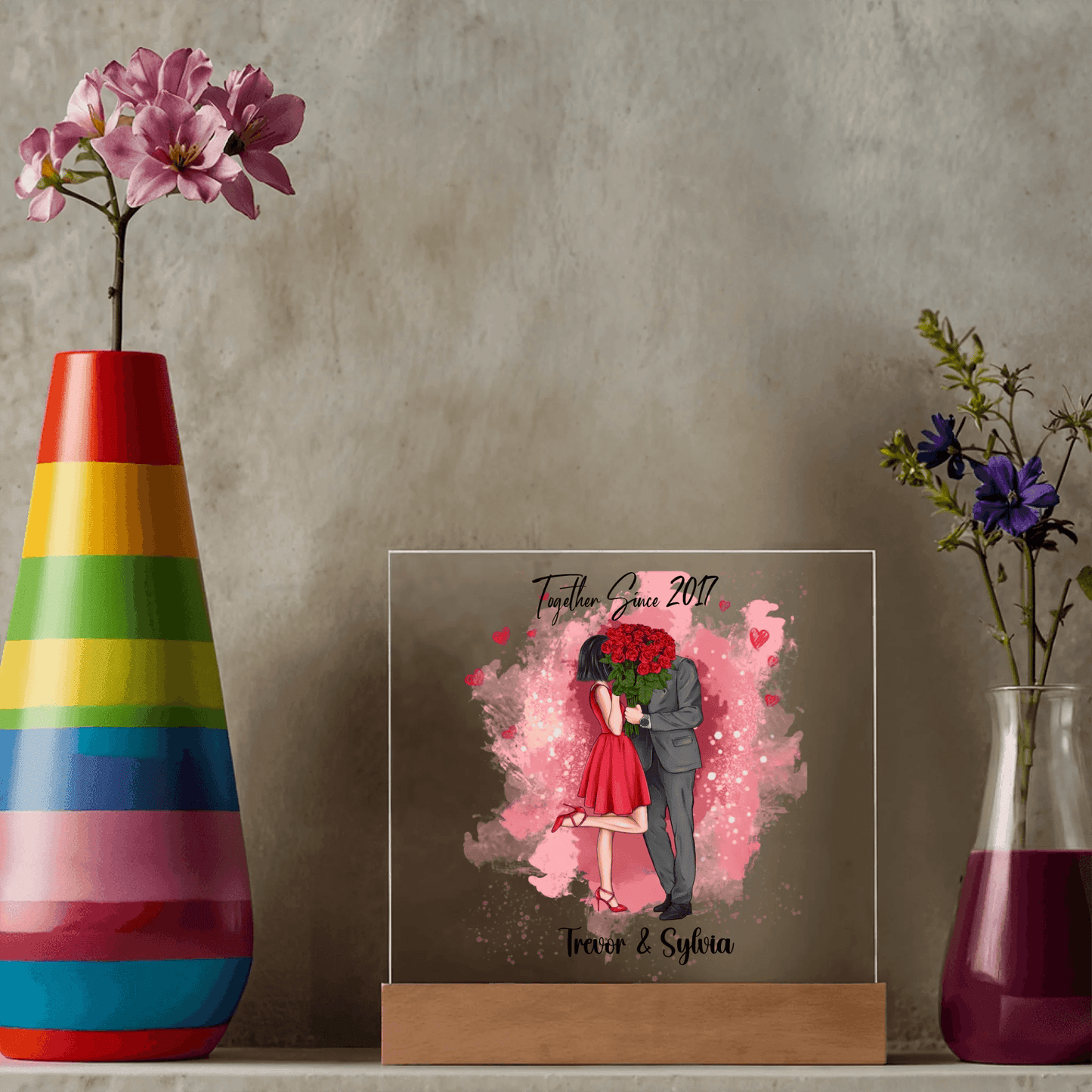 Custom Square Acrylic Plaque with LED Light – Perfect Valentine's Day Gift for Him & Her, Valentine Day Gift For Couples - Eshaarya