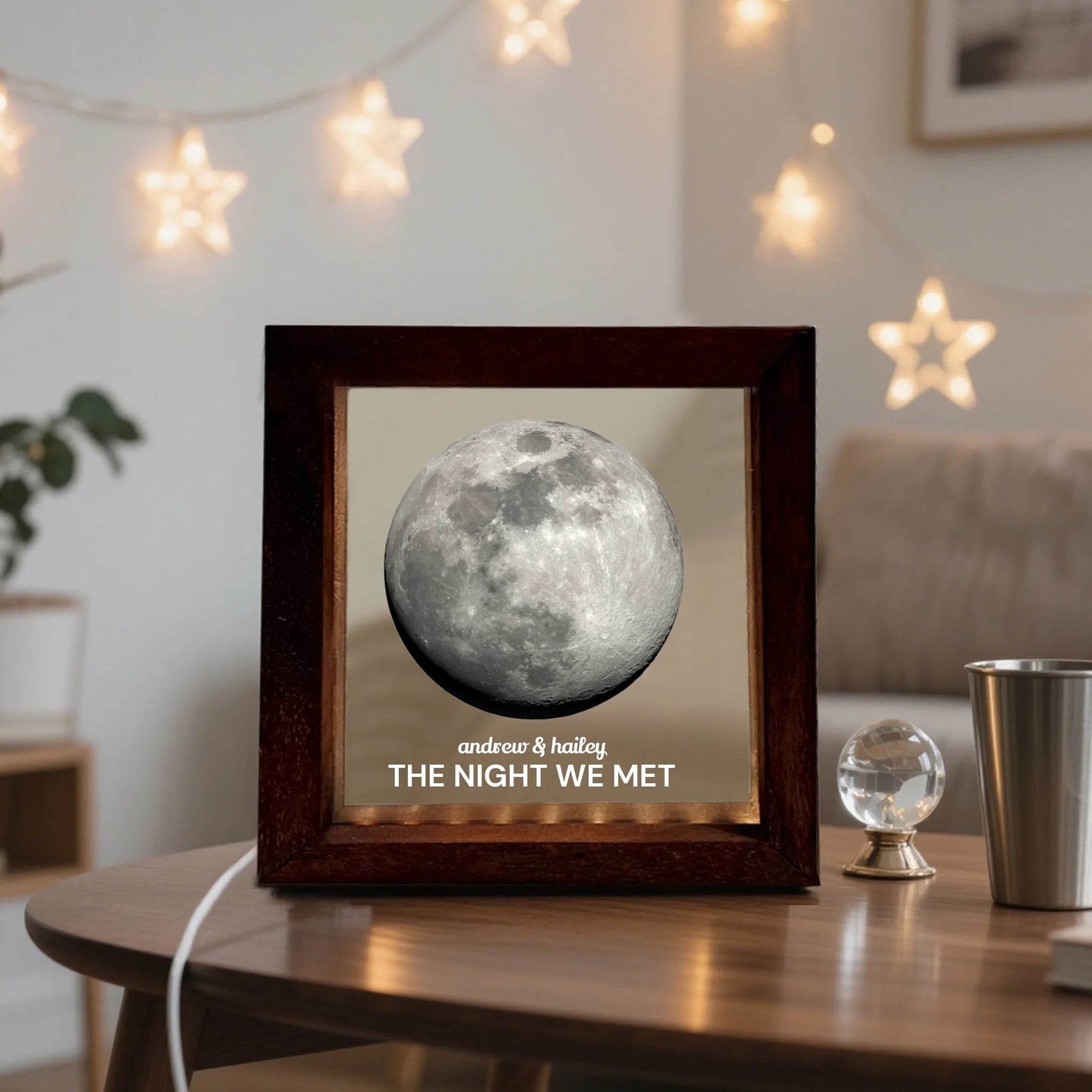 Personalized Moon Phase LED Light Frame – Custom Couple Name & Date | Gift For Couples | Gift For Spouse | Gift For Girlfriend | Gift for Wife - Eshaarya