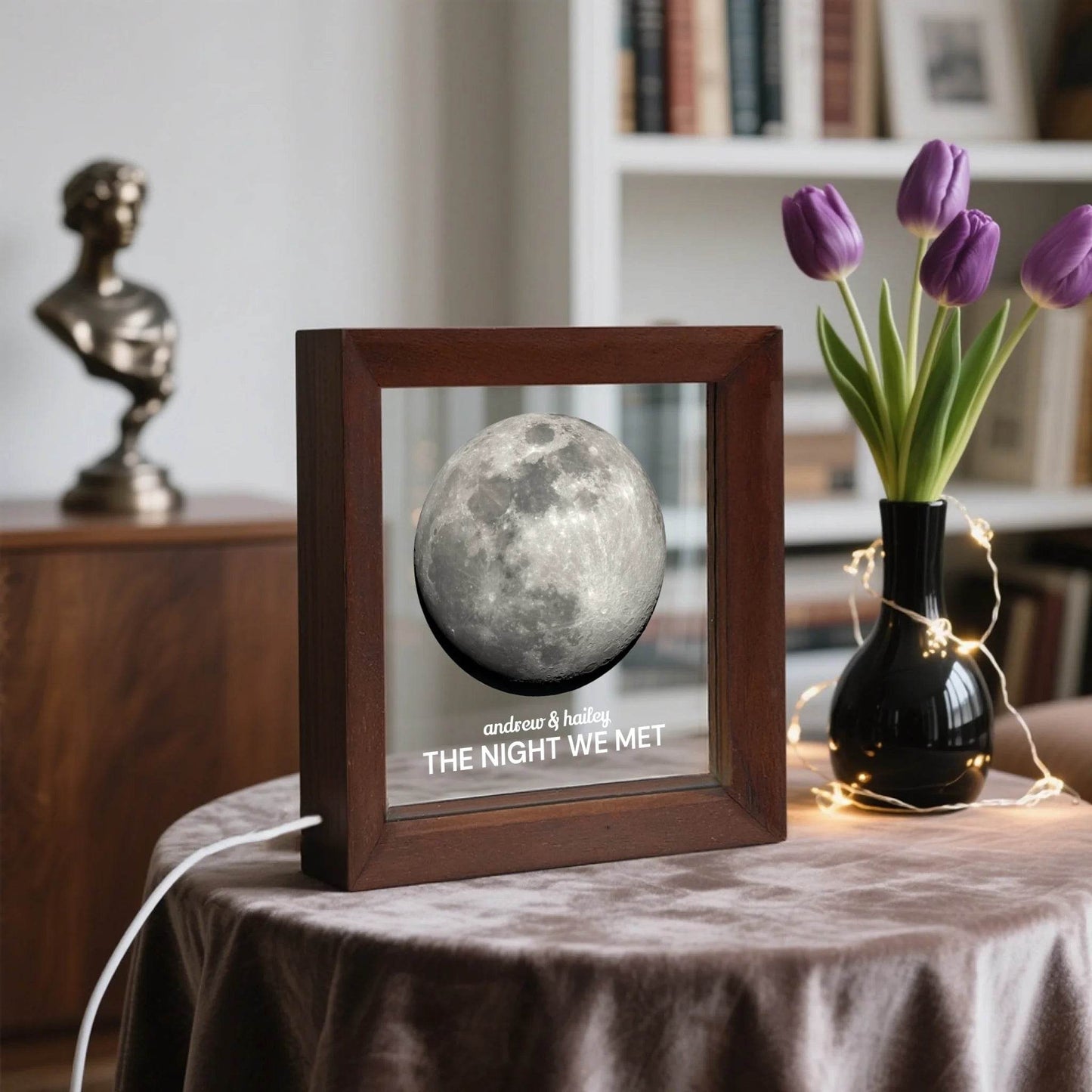 Personalized Moon Phase LED Light Frame – Custom Couple Name & Date | Gift For Couples | Gift For Spouse | Gift For Girlfriend | Gift for Wife - Eshaarya
