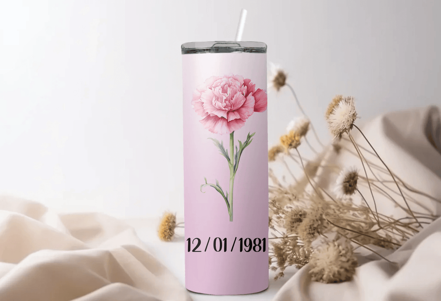 Custom Birth Month Flower Tumbler – Personalized with Name & Year for a Unique Gift - Eshaarya