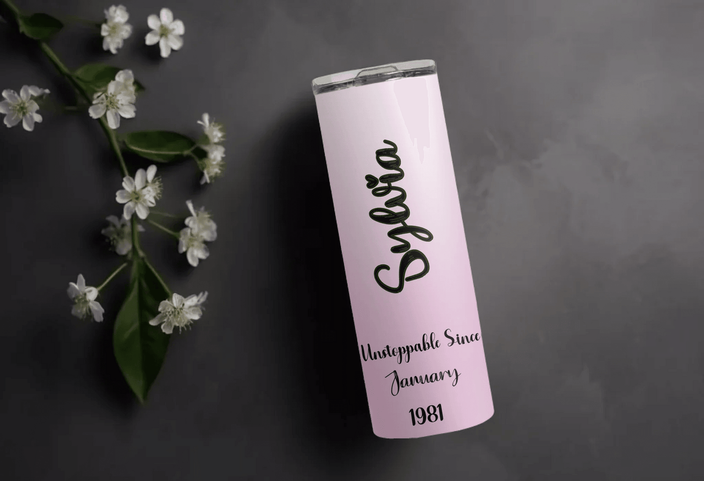 Custom Birth Month Flower Tumbler – Personalized with Name & Year for a Unique Gift - Eshaarya