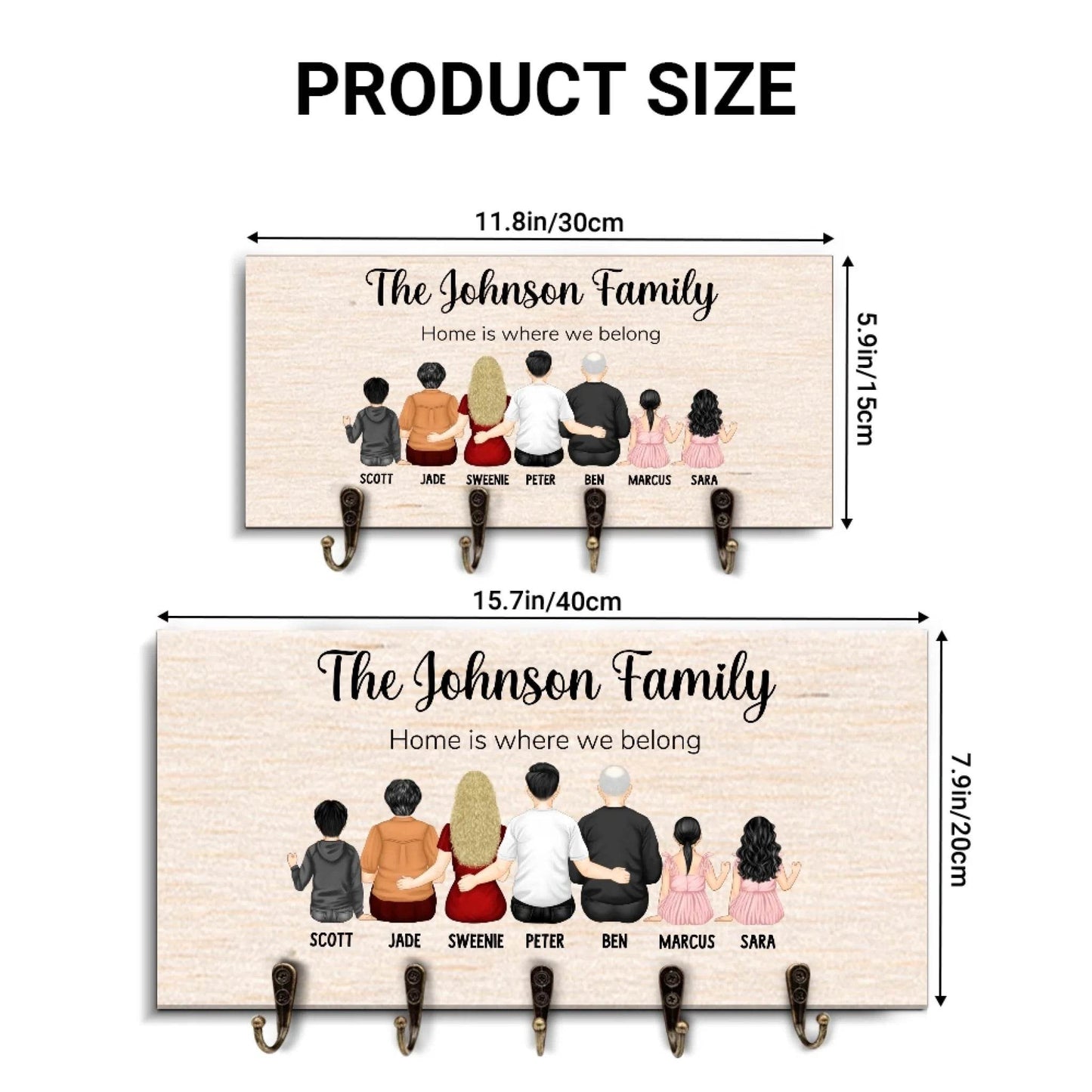 Personalized Family Key Holder | Unique Custom Housewarming Gift | Home Decor Ideas | Wall Decor - Eshaarya