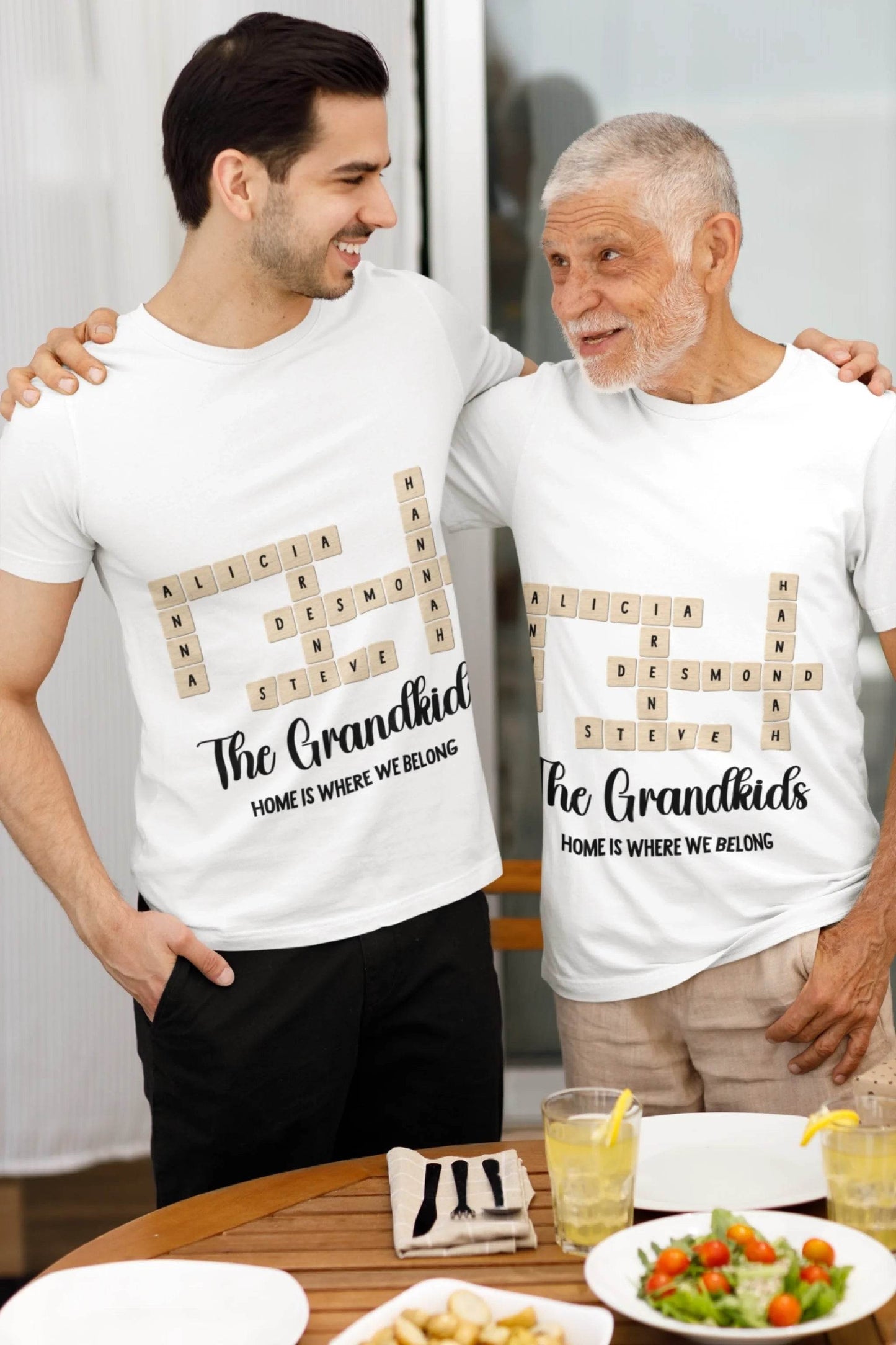Grandkids Name in Crossword | Unique Gift for Grand parents | Shirts | Gift for Grandma and Grandpa - Eshaarya