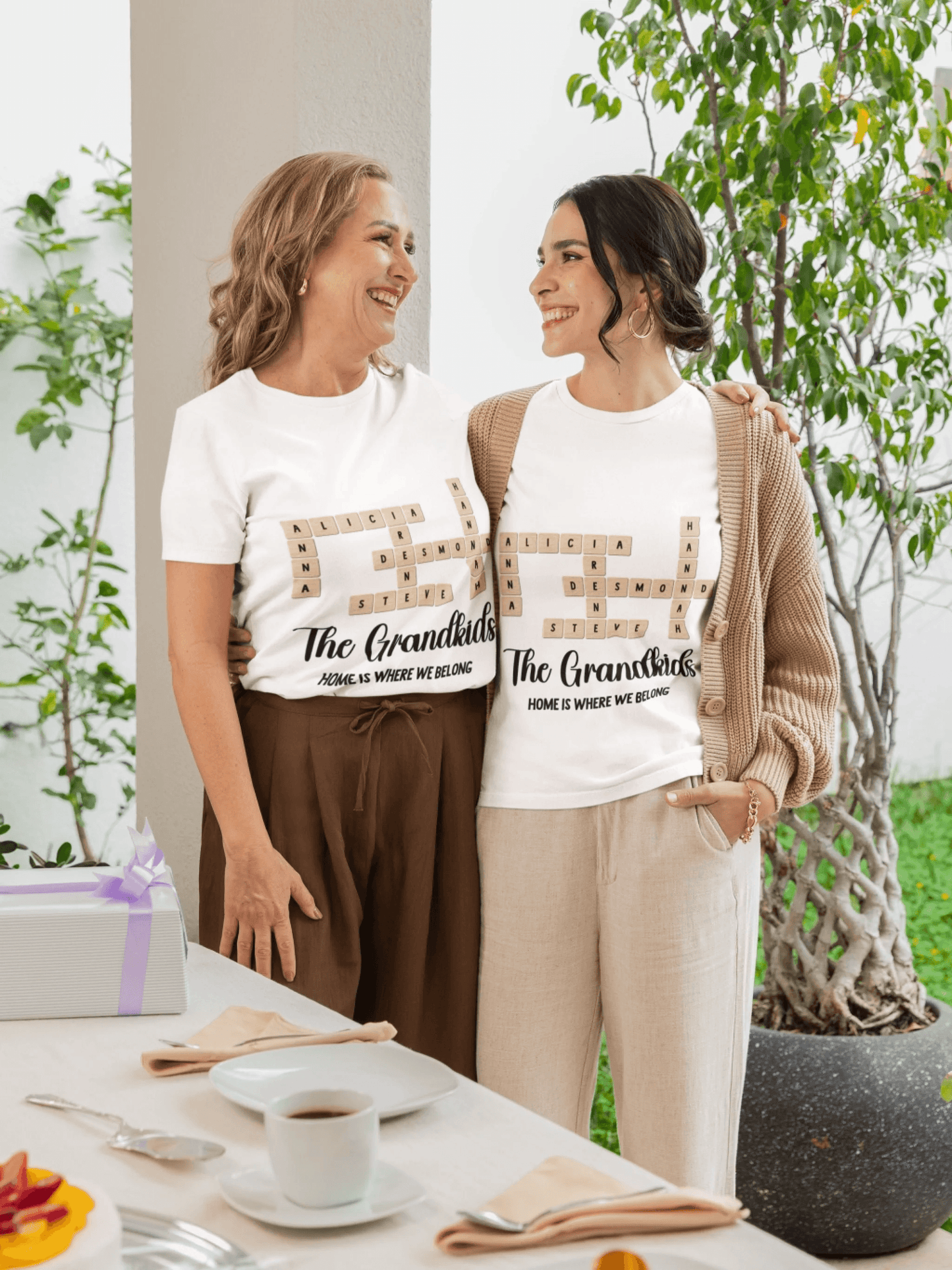 Grandkids Name in Crossword | Unique Gift for Grand parents | Shirts | Gift for Grandma and Grandpa - Eshaarya