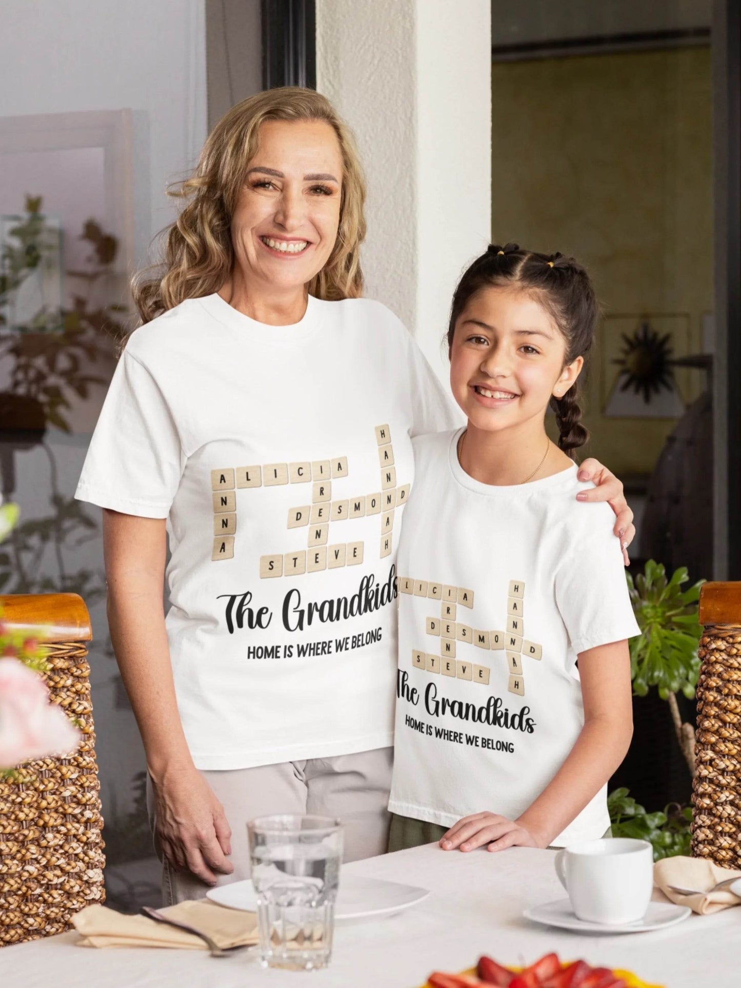 Grandkids Name in Crossword | Unique Gift for Grand parents | Shirts | Gift for Grandma and Grandpa - Eshaarya