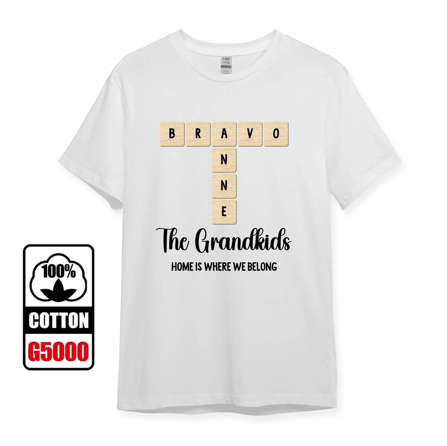 Grandkids Name in Crossword | Unique Gift for Grand parents | Shirts | Gift for Grandma and Grandpa - Eshaarya