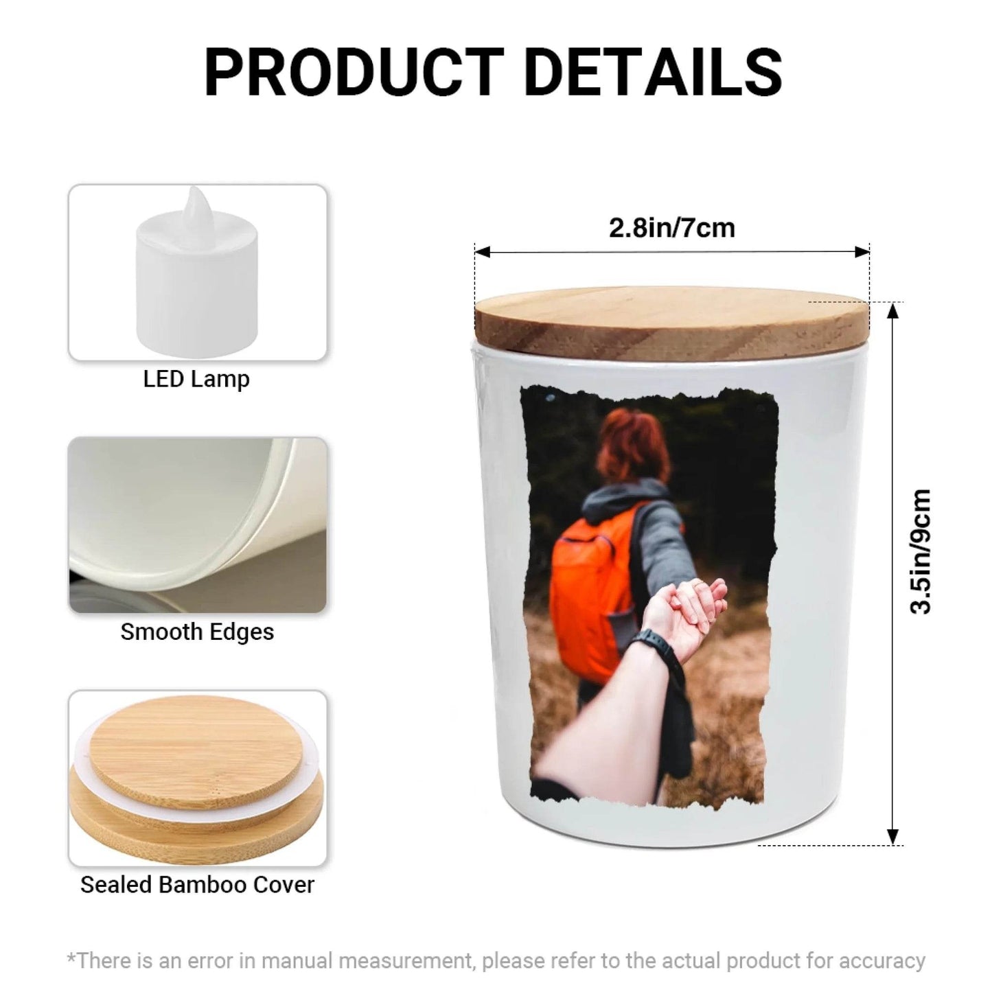 Custom Photo & Quote LED Candle Jar | Unique Gift for Boyfriend or Girlfriend | Gift for Couples - Eshaarya