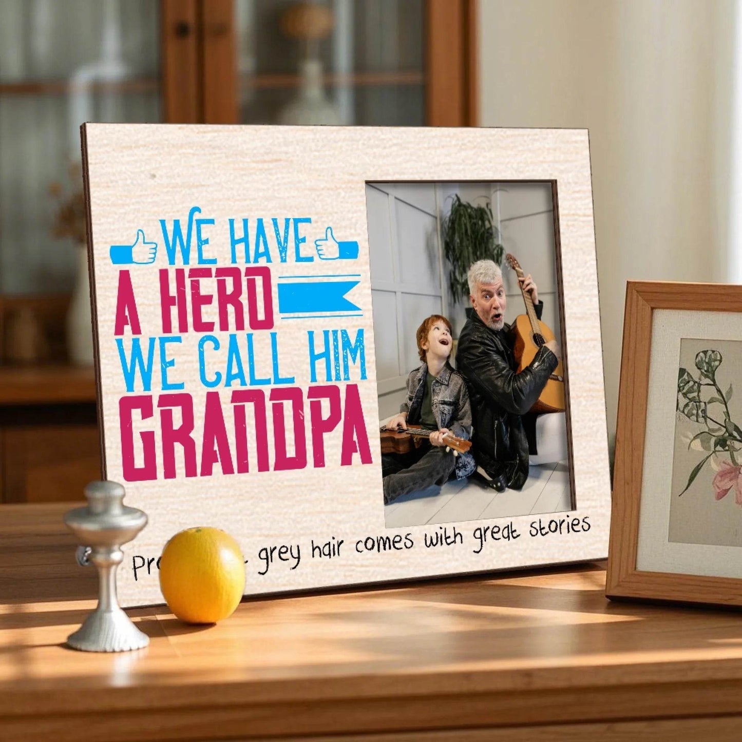 Personalized Grandpa Photo Frame - We Have a Hero | Gift for Grandpa | Birthday Gift - Eshaarya