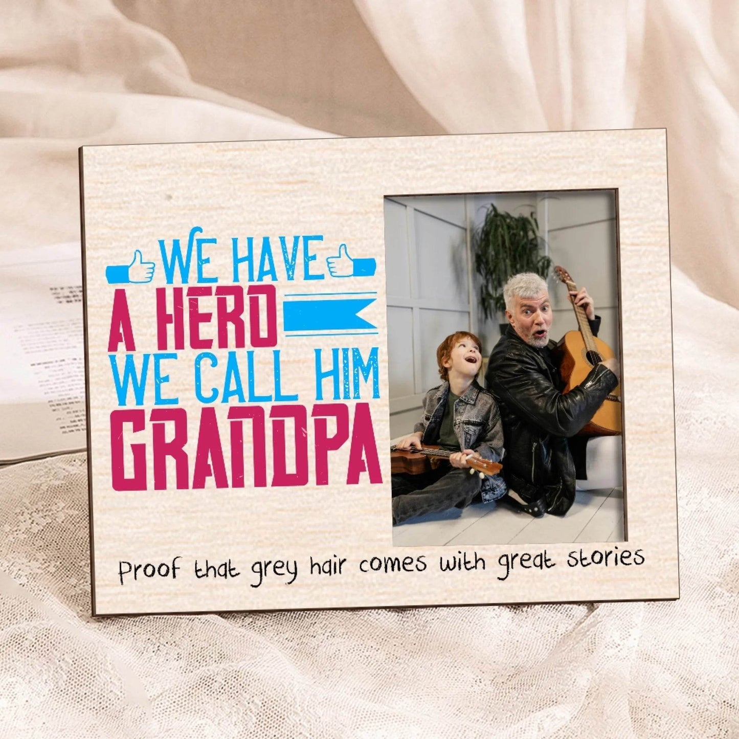 Personalized Grandpa Photo Frame - We Have a Hero | Gift for Grandpa | Birthday Gift - Eshaarya