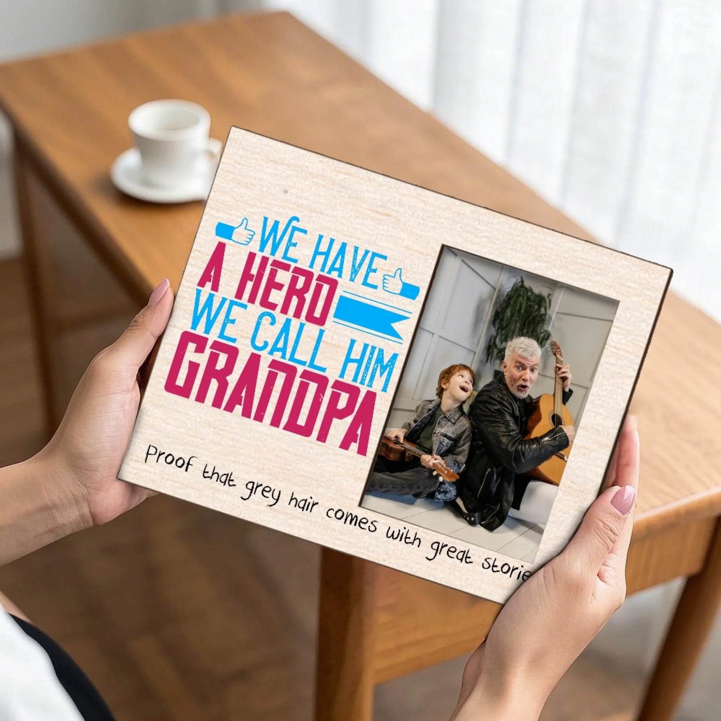 Personalized Grandpa Photo Frame - We Have a Hero | Gift for Grandpa | Birthday Gift - Eshaarya