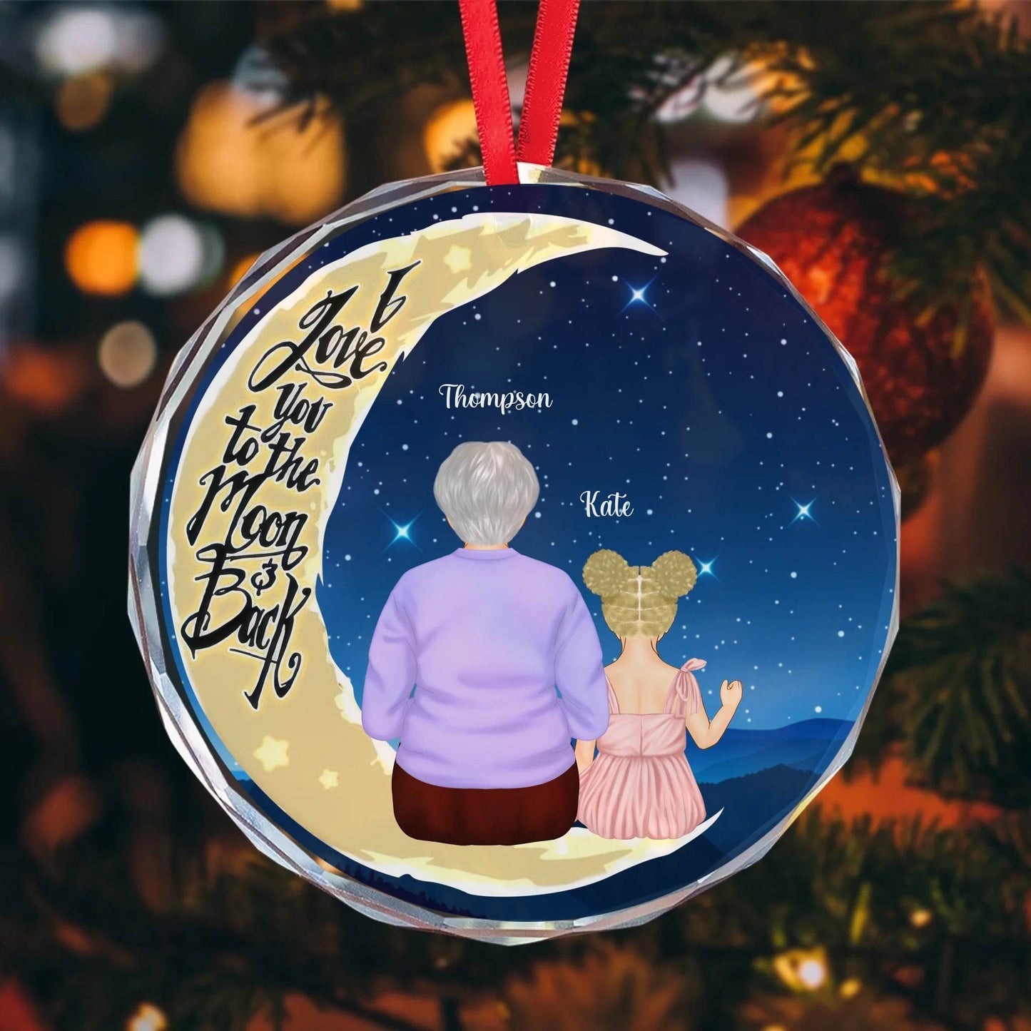 Personalized Grandma with Grandkids circle Ornament - Gift for Grandma | Unique Gifts for Grandparents - Eshaarya