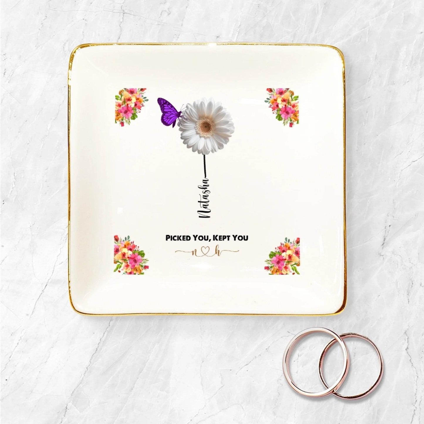 Personalized Ceramic Ring Dish – Gift for Her | Unique Gift for Wife | Personalized Gift for Girlfriend - Eshaarya