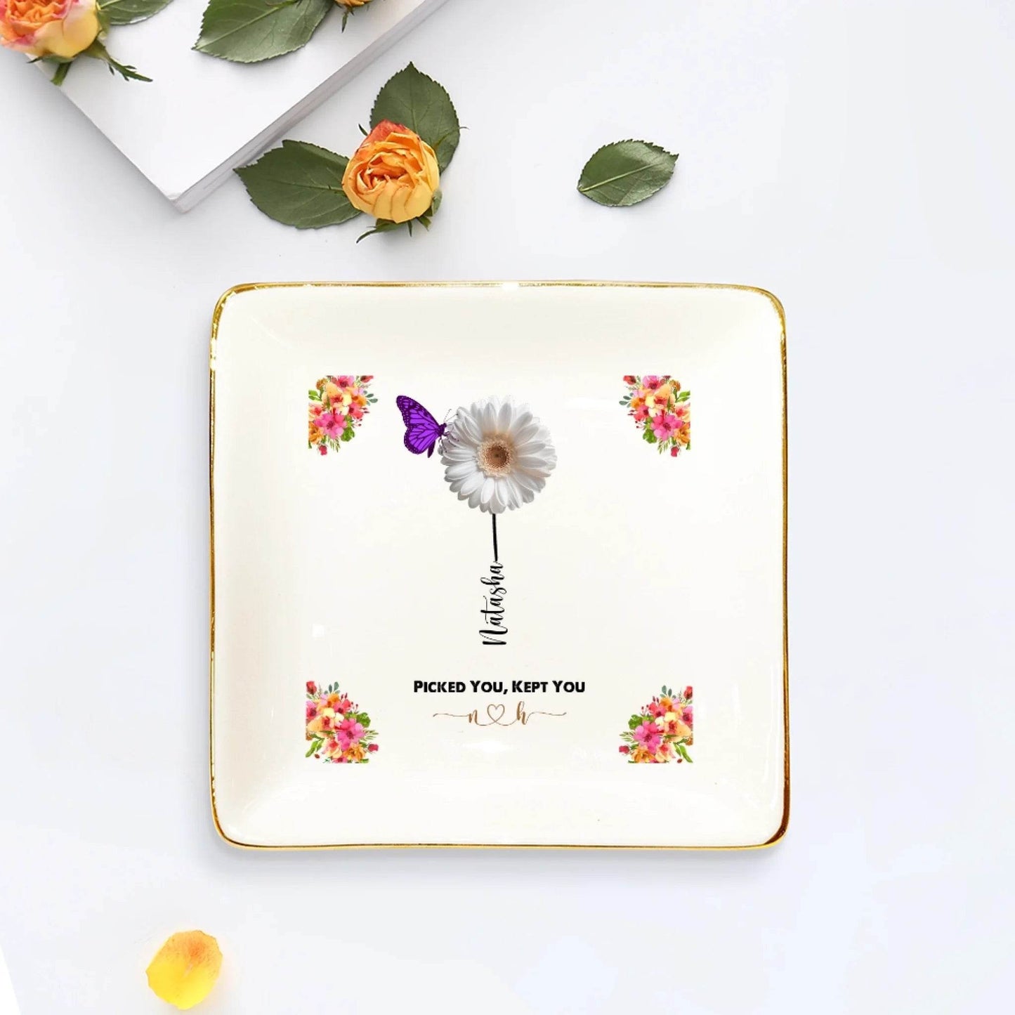Personalized Ceramic Ring Dish – Gift for Her | Unique Gift for Wife | Personalized Gift for Girlfriend - Eshaarya