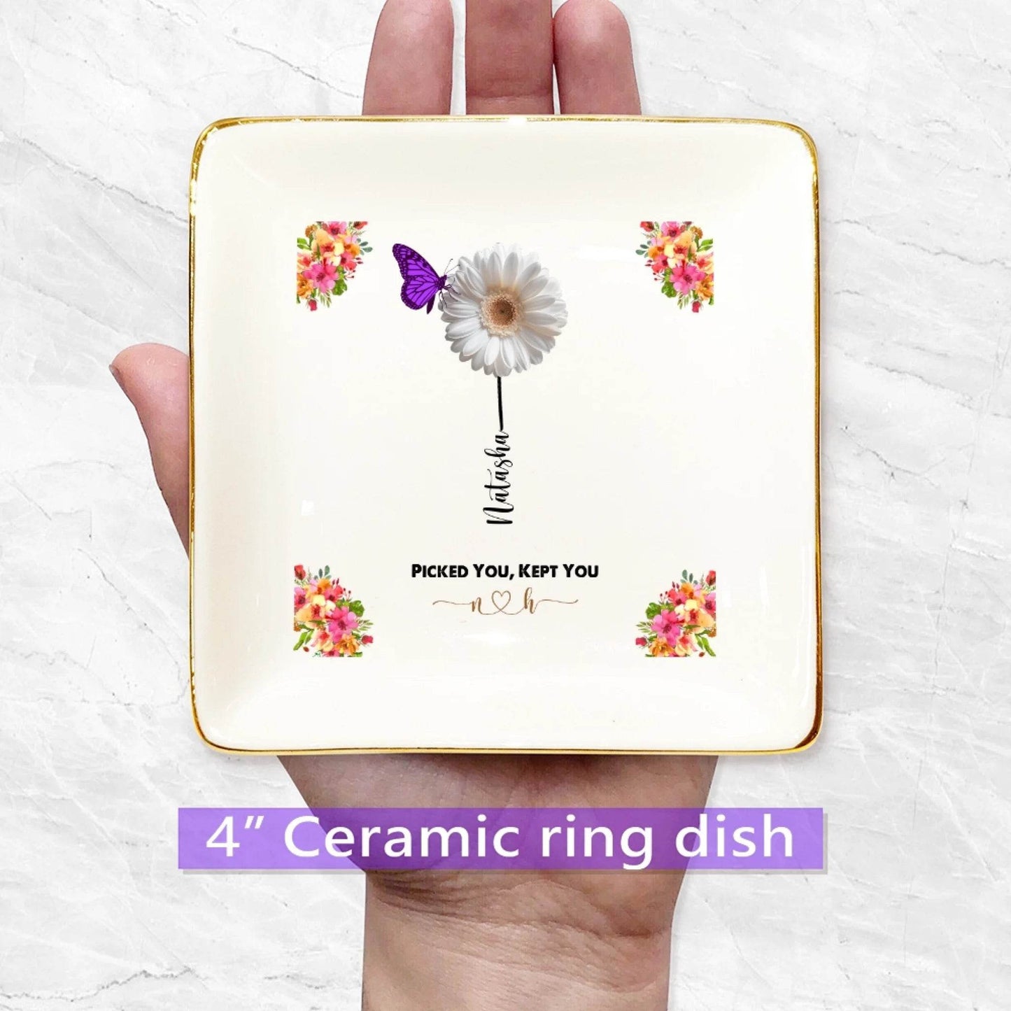 Personalized Ceramic Ring Dish – Gift for Her | Unique Gift for Wife | Personalized Gift for Girlfriend - Eshaarya