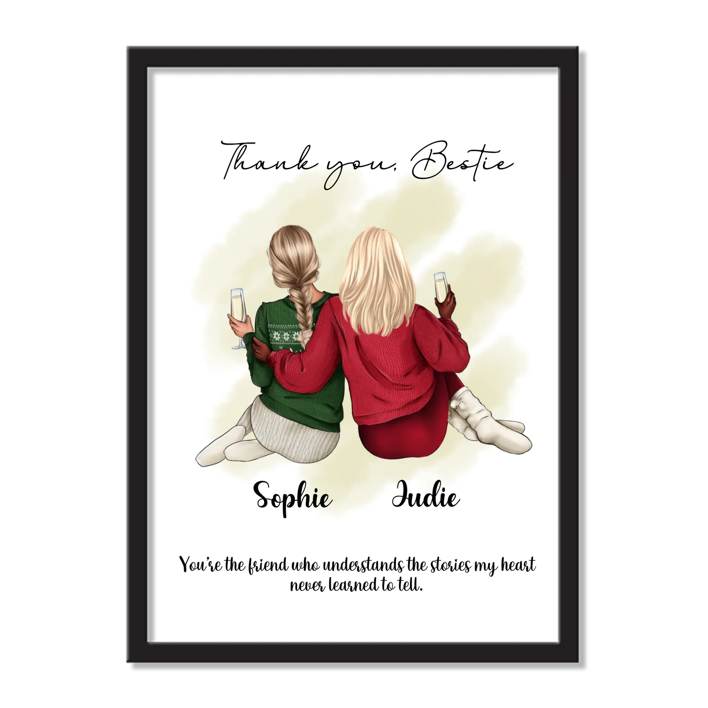 Bestie Wall Art – Personalized Friendship Frame | ‘Thank You Bestie’ Quote