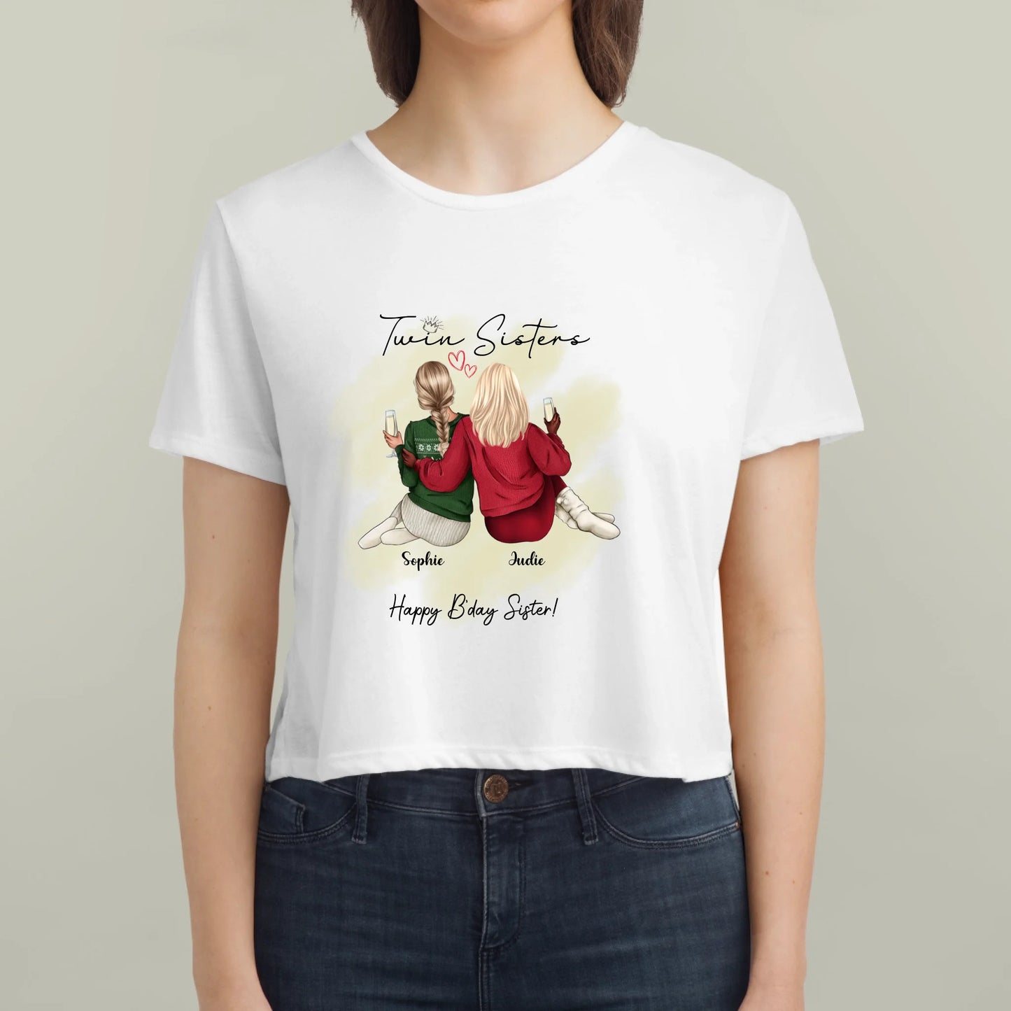 Twin Sisters Forever – Personalized Gift for Twin Sister T-Shirt with Custom Message