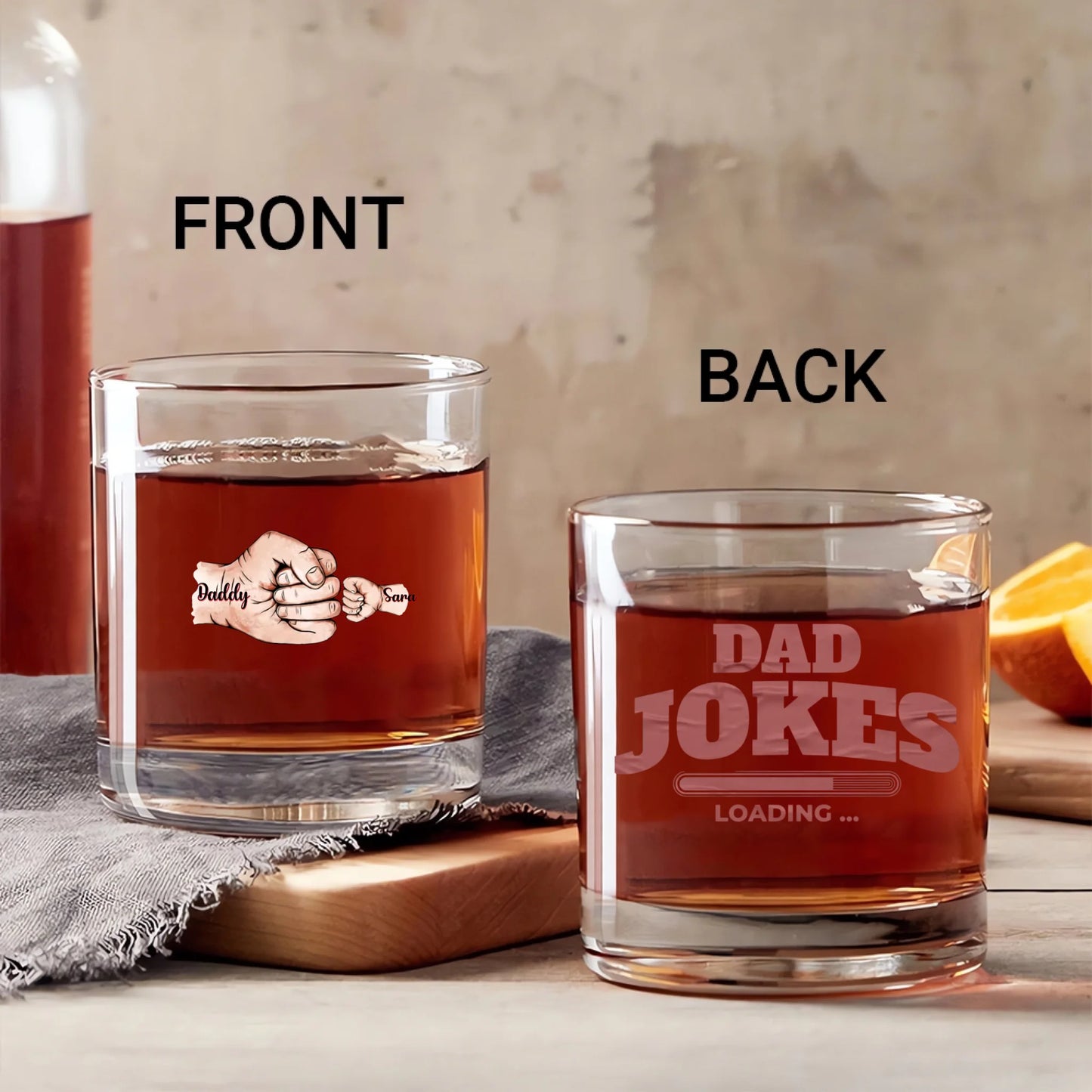 Custom Whisky Glass Engraved Gift for Dad — Dad Jokes Loading Personalized Tumbler | Eshaarya