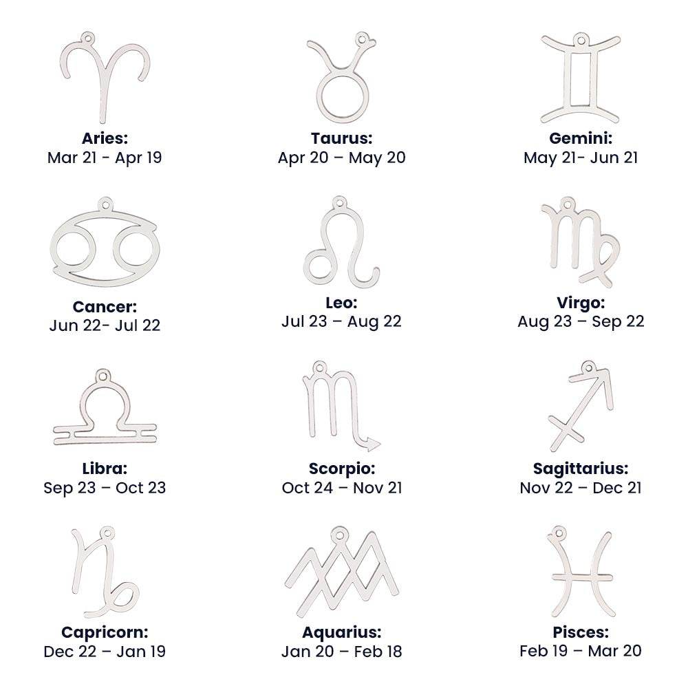 Horoscope Zodiac Sign Gold Plated or Stainless Steel Finish Pendant Necklace Jewelry for Sister- Women Gifts - Eshaarya