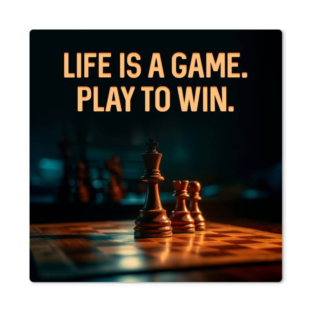 High Gloss Metal Art | Wall Decor - Motivational Quote | Home Decor | Wall Art | Life Is A Game - Eshaarya
