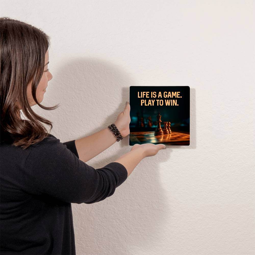 High Gloss Metal Art | Wall Decor - Motivational Quote | Home Decor | Wall Art | Life Is A Game - Eshaarya