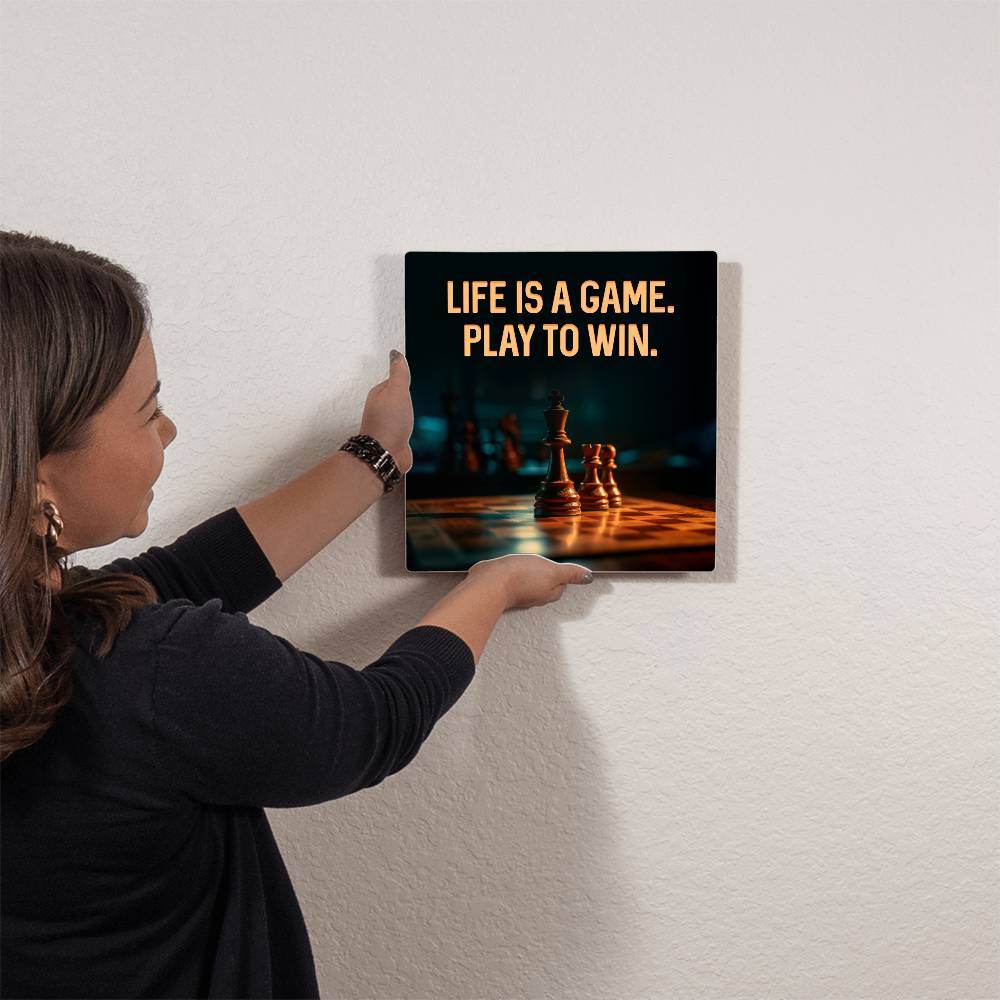 High Gloss Metal Art | Wall Decor - Motivational Quote | Home Decor | Wall Art | Life Is A Game - Eshaarya