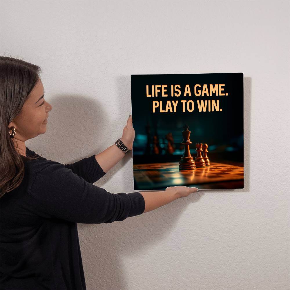 High Gloss Metal Art | Wall Decor - Motivational Quote | Home Decor | Wall Art | Life Is A Game - Eshaarya