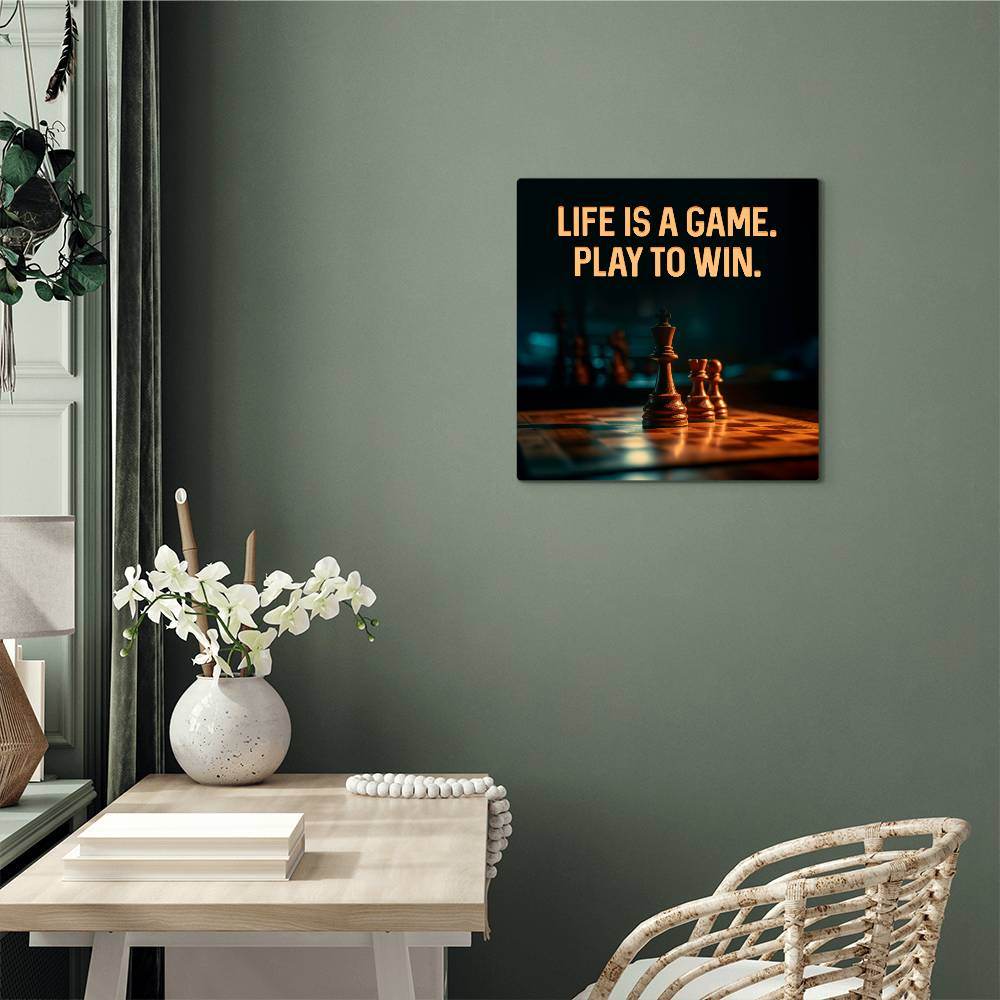 High Gloss Metal Art | Wall Decor - Motivational Quote | Home Decor | Wall Art | Life Is A Game - Eshaarya