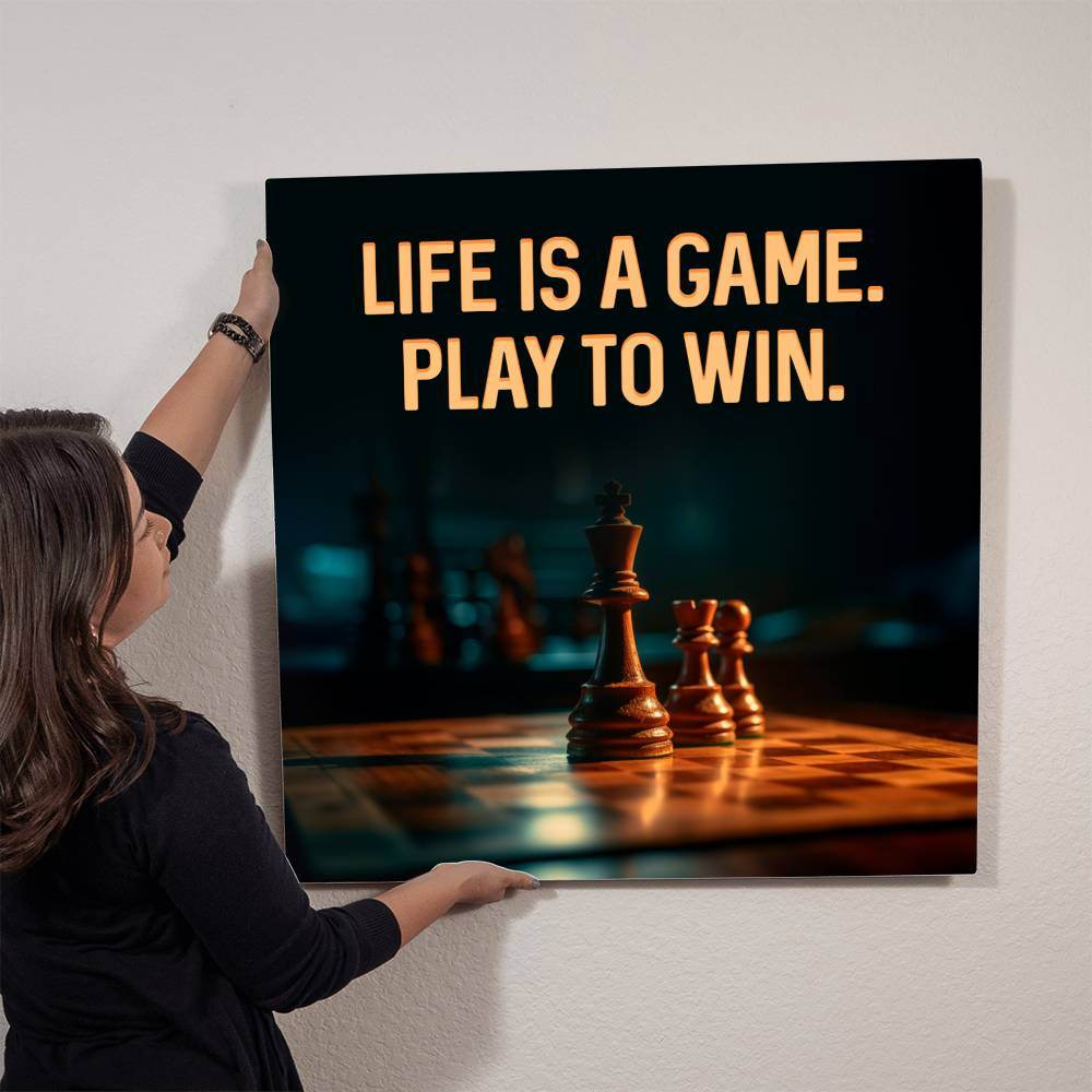 High Gloss Metal Art | Wall Decor - Motivational Quote | Home Decor | Wall Art | Life Is A Game - Eshaarya