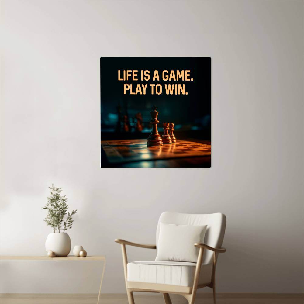 High Gloss Metal Art | Wall Decor - Motivational Quote | Home Decor | Wall Art | Life Is A Game - Eshaarya