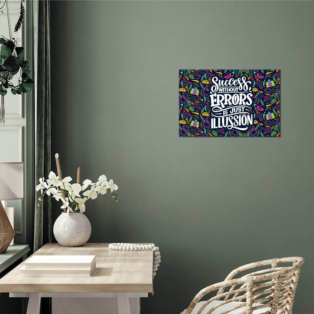 High Gloss Metal Art | Wall Decor - Motivational Quote | Home Decor | Wall Art | Success without Errors - Eshaarya