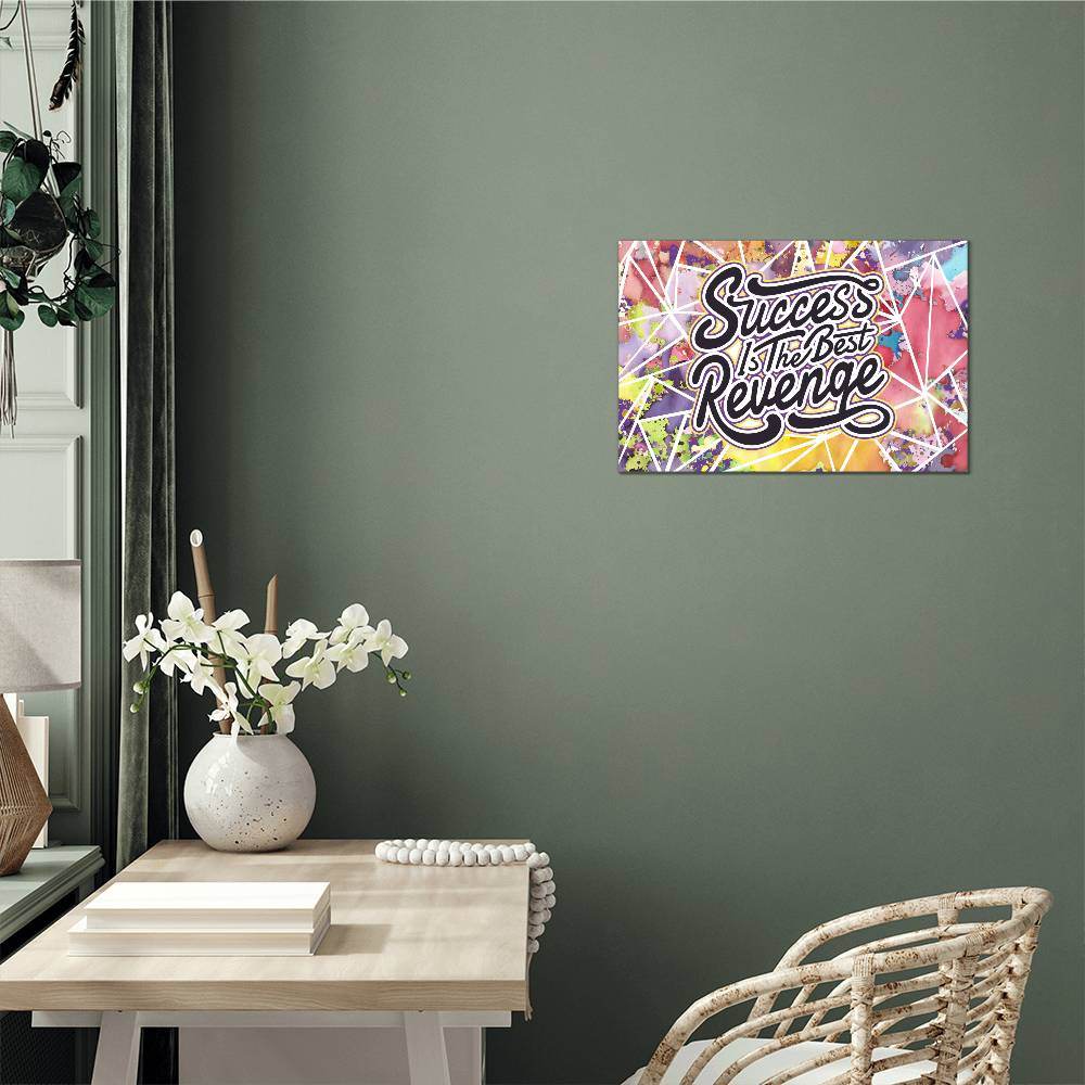 High Gloss Metal Art | Wall Decor - Motivational Quote - Success Is The Best Revenge | Home Decor - Eshaarya