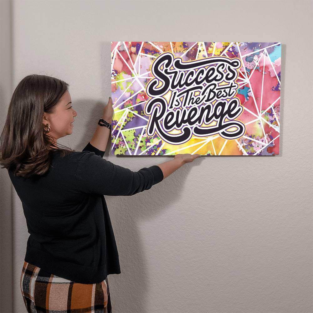 High Gloss Metal Art | Wall Decor - Motivational Quote - Success Is The Best Revenge | Home Decor - Eshaarya