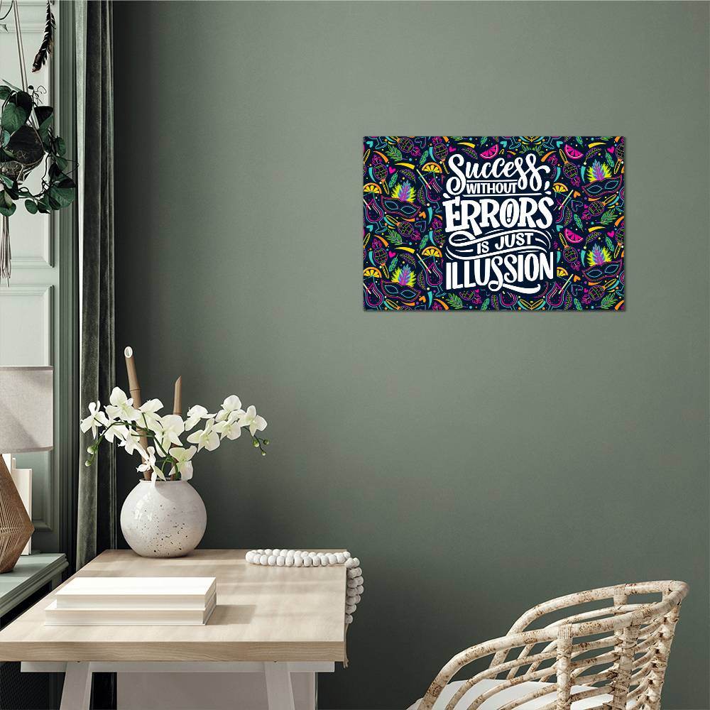 High Gloss Metal Art | Wall Decor - Motivational Quote | Home Decor | Wall Art | Success without Errors - Eshaarya