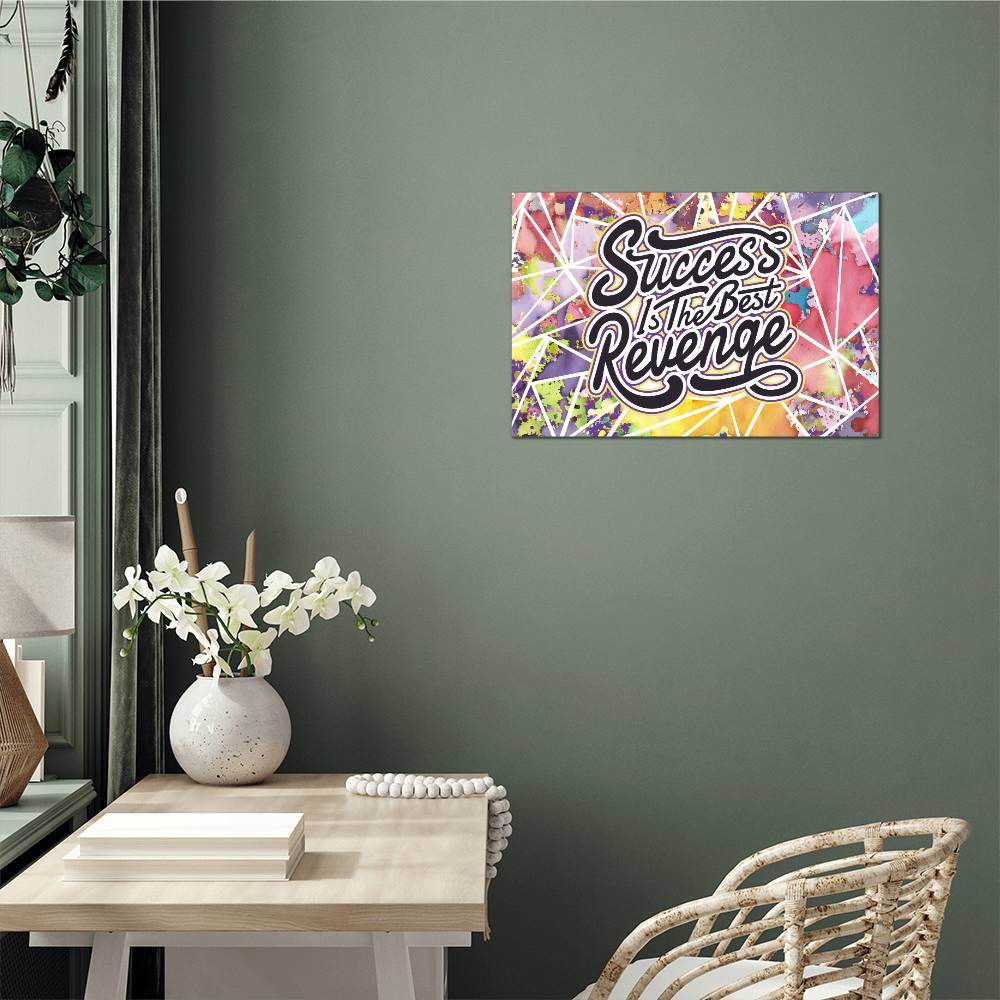 High Gloss Metal Art | Wall Decor - Motivational Quote - Success Is The Best Revenge | Home Decor - Eshaarya