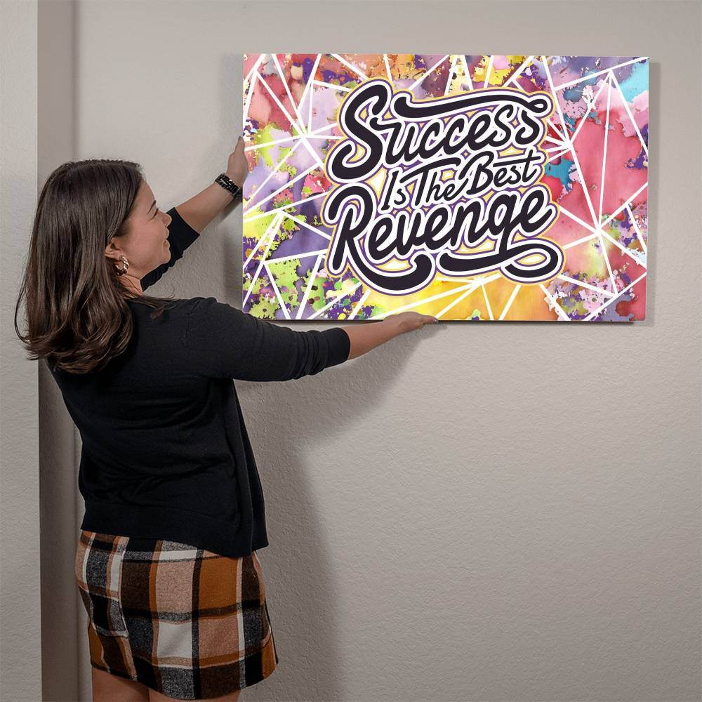 High Gloss Metal Art | Wall Decor - Motivational Quote - Success Is The Best Revenge | Home Decor - Eshaarya