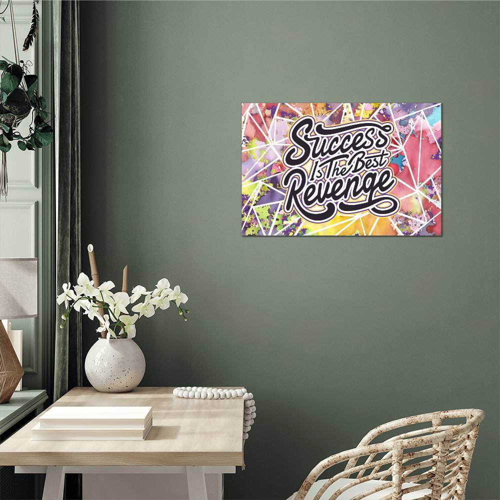 High Gloss Metal Art | Wall Decor - Motivational Quote - Success Is The Best Revenge | Home Decor - Eshaarya