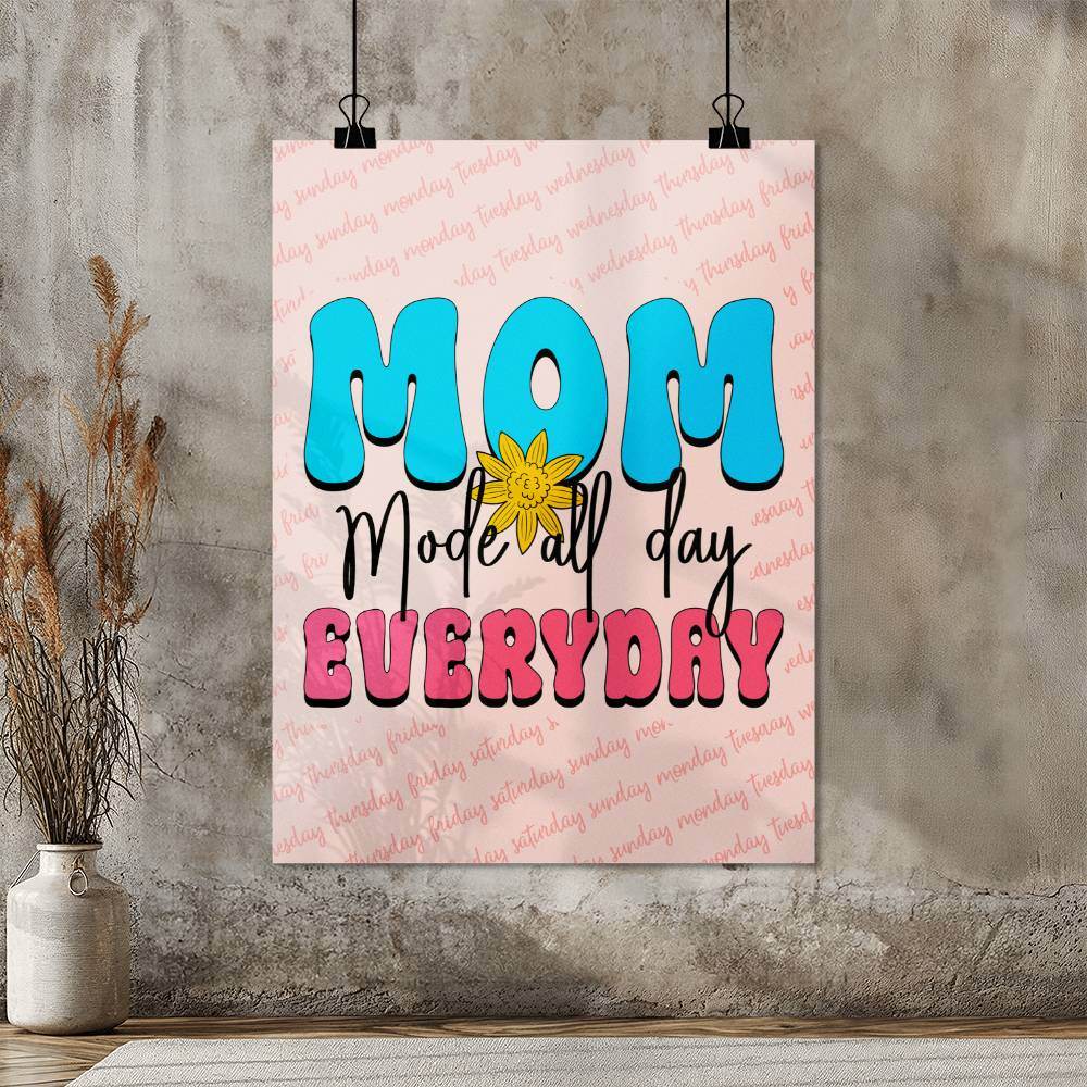 Mom Mode - Retro Style Digital Print, Minimalist Trendy Printable Wall Art | Gift For Mom - Eshaarya