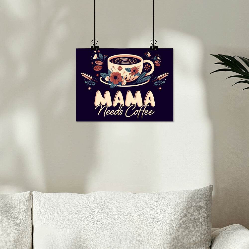 Mama Needs Coffee Retro Style Digital Print, Minimalist Wall Art for Coffee Lovers Instant Download, Minimalist Trendy Printable Wall Art - Eshaarya
