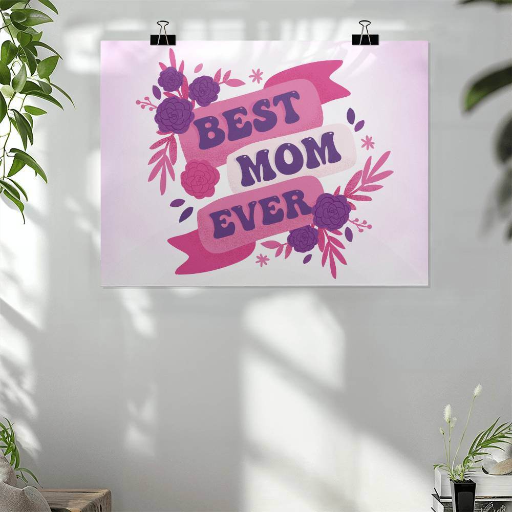 Best Mom Ever Retro Style Digital Print, Minimalist Trendy Printable Wall Art | Gift For Mom - Eshaarya