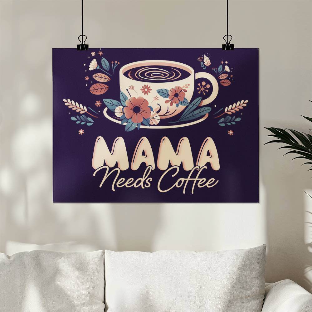 Mama Needs Coffee Retro Style Digital Print, Minimalist Wall Art for Coffee Lovers Instant Download, Minimalist Trendy Printable Wall Art - Eshaarya