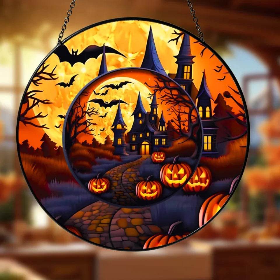 Halloween sun catcher ornament - Haunted House - Home Decor - Eshaarya