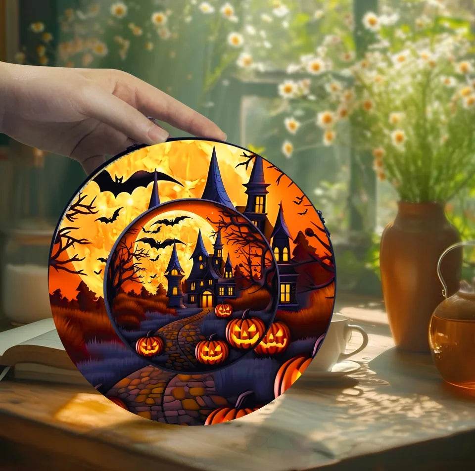 Halloween sun catcher ornament - Haunted House - Home Decor - Eshaarya
