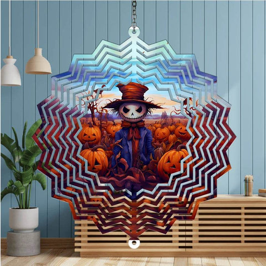 Ghostly Whirls: Spooky Pumpkin Field Wind Spinner for Halloween! - Eshaarya