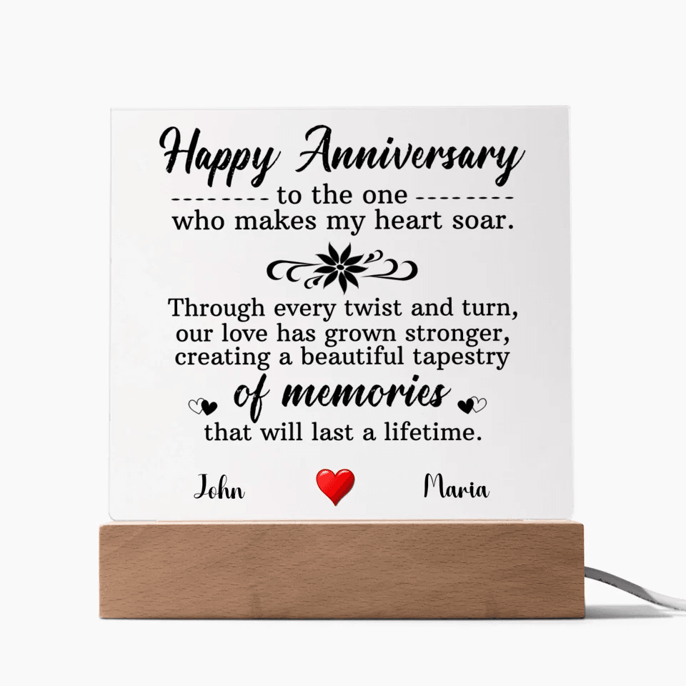 Illuminate Your Love: Anniversary Keepsake Plaque with LED Elegance - Eshaarya